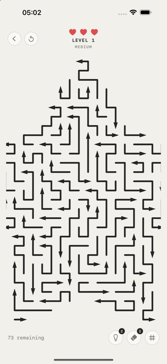 A rocket-shaped ExitLine board made of arrow lines